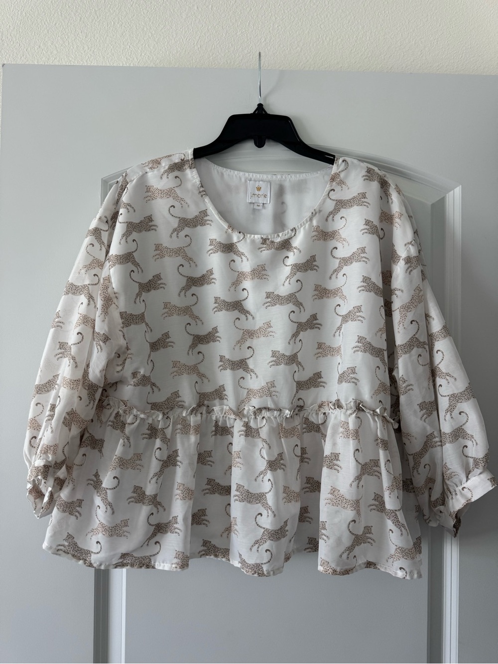 J. Marie Leopard Peplum Blouse Size M